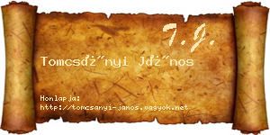Tomcsányi János névjegykártya